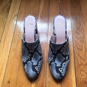 J crew snakeskin mules